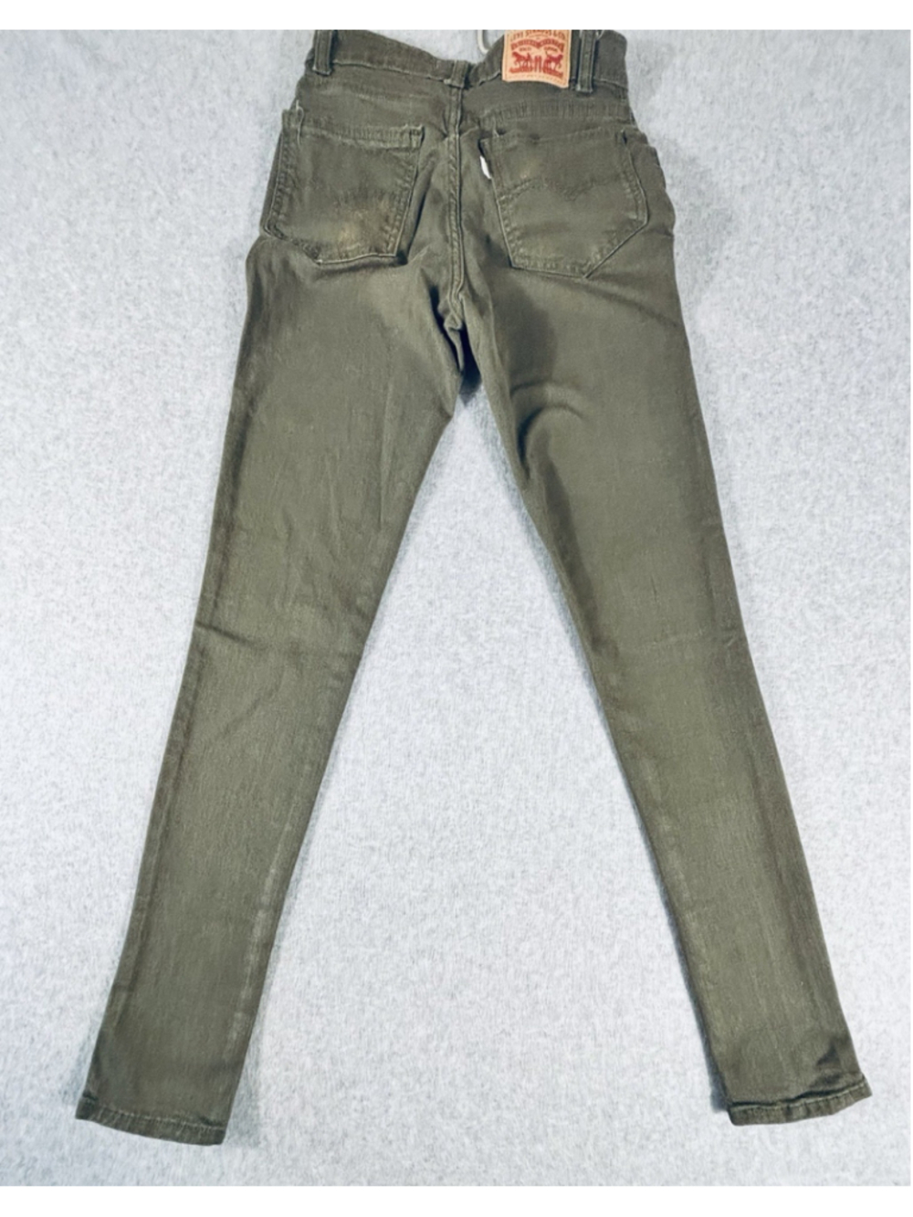 Levis 721 High Rise Skinny Jeans Womens W25 L30 Olive Green Stretch Pants - Picture 3 of 11